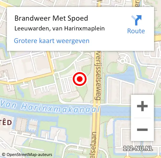 Locatie op kaart van de 112 melding: Brandweer Met Spoed Naar Leeuwarden, van Harinxmaplein op 27 maart 2023 23:34