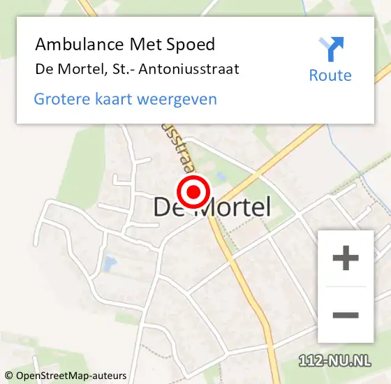 Locatie op kaart van de 112 melding: Ambulance Met Spoed Naar De Mortel, St.- Antoniusstraat op 20 augustus 2014 12:18