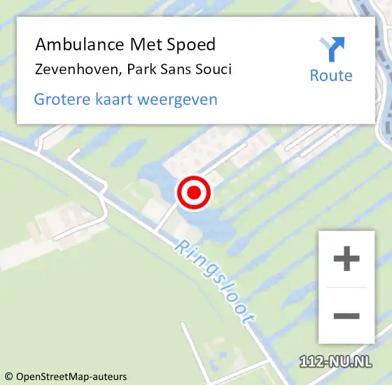 Locatie op kaart van de 112 melding: Ambulance Met Spoed Naar Zevenhoven, Park Sans Souci op 27 maart 2023 23:42