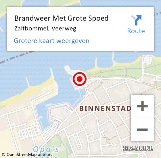 Locatie op kaart van de 112 melding: Brandweer Met Grote Spoed Naar Zaltbommel, Veerweg op 27 maart 2023 23:56