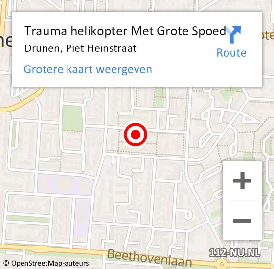 Locatie op kaart van de 112 melding: Trauma helikopter Met Grote Spoed Naar Drunen, Piet Heinstraat op 28 maart 2023 00:18