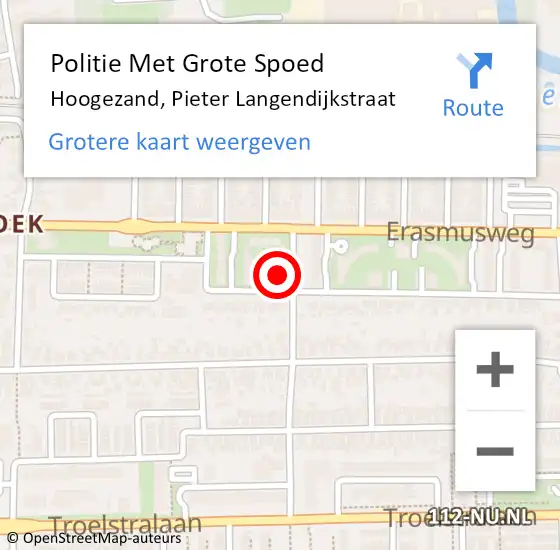 Locatie op kaart van de 112 melding: Politie Met Grote Spoed Naar Hoogezand, Pieter Langendijkstraat op 28 maart 2023 01:23