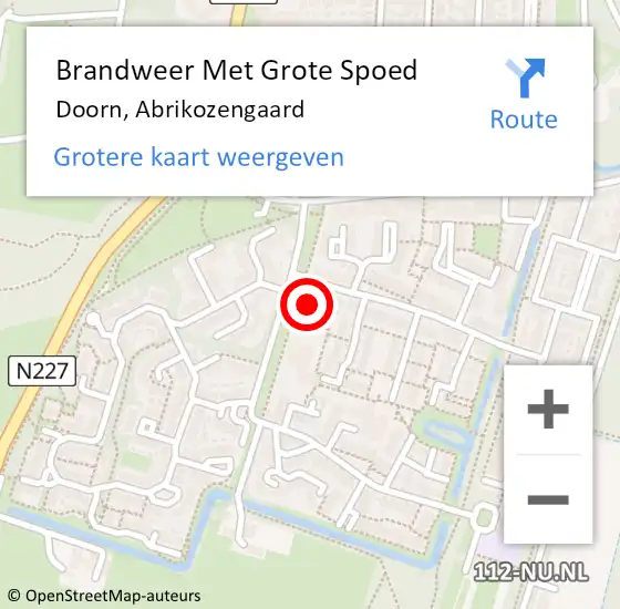 Locatie op kaart van de 112 melding: Brandweer Met Grote Spoed Naar Doorn, Abrikozengaard op 28 maart 2023 02:10