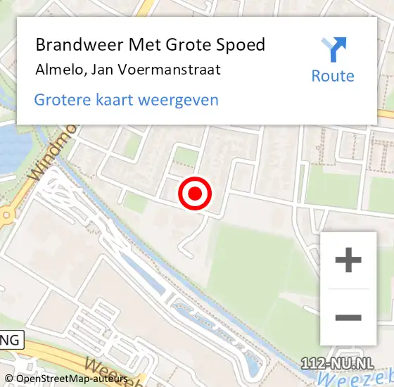 Locatie op kaart van de 112 melding: Brandweer Met Grote Spoed Naar Almelo, Jan Voermanstraat op 28 maart 2023 04:00