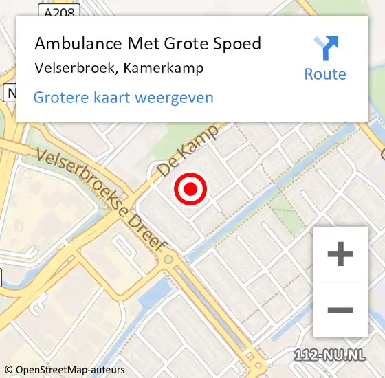 Locatie op kaart van de 112 melding: Ambulance Met Grote Spoed Naar Velserbroek, Kamerkamp op 28 maart 2023 04:23