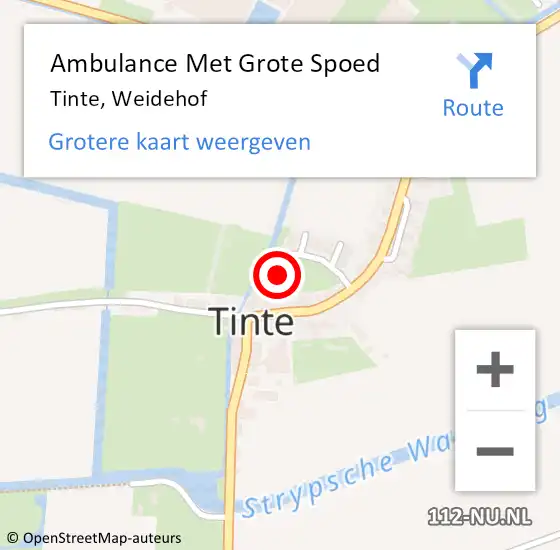 Locatie op kaart van de 112 melding: Ambulance Met Grote Spoed Naar Tinte, Weidehof op 28 maart 2023 06:43