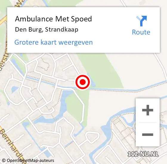 Locatie op kaart van de 112 melding: Ambulance Met Spoed Naar Den Burg, Strandkaap op 20 augustus 2014 12:29