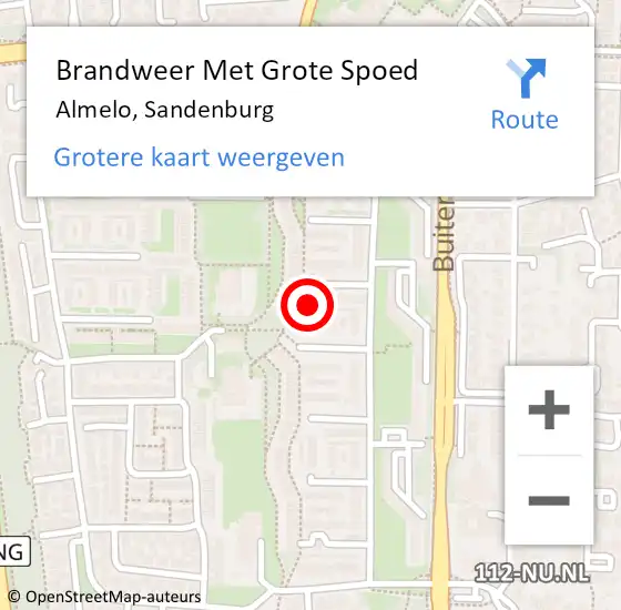 Locatie op kaart van de 112 melding: Brandweer Met Grote Spoed Naar Almelo, Sandenburg op 28 maart 2023 06:51