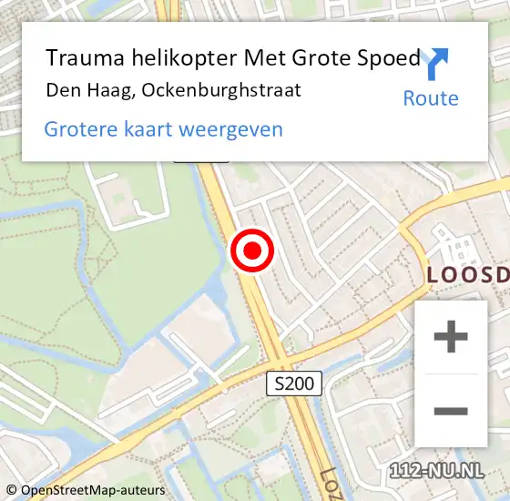 Locatie op kaart van de 112 melding: Trauma helikopter Met Grote Spoed Naar Den Haag, Ockenburghstraat op 28 maart 2023 07:31