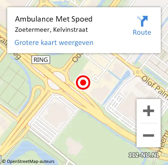 Locatie op kaart van de 112 melding: Ambulance Met Spoed Naar Zoetermeer, Kelvinstraat op 28 maart 2023 08:10