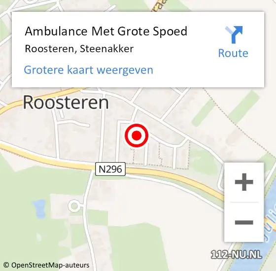 Locatie op kaart van de 112 melding: Ambulance Met Grote Spoed Naar Roosteren, Steenakker op 20 augustus 2014 12:38