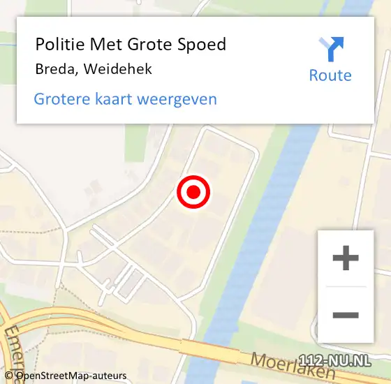 Locatie op kaart van de 112 melding: Politie Met Grote Spoed Naar Breda, Weidehek op 28 maart 2023 08:55