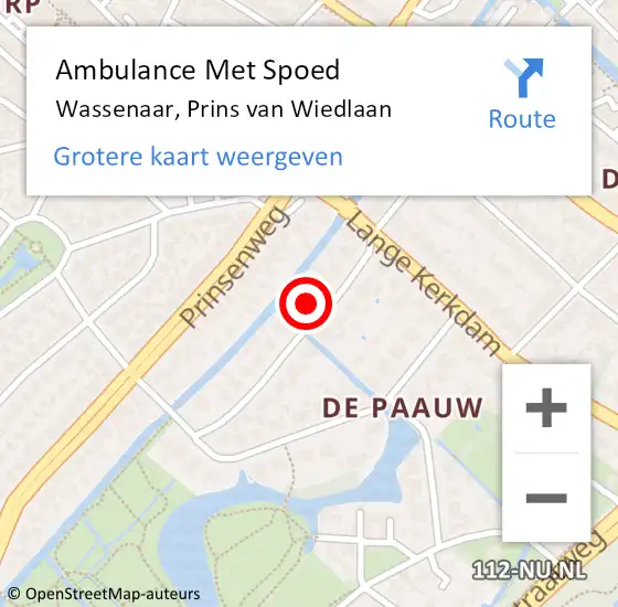 Locatie op kaart van de 112 melding: Ambulance Met Spoed Naar Wassenaar, Prins van Wiedlaan op 28 maart 2023 08:58