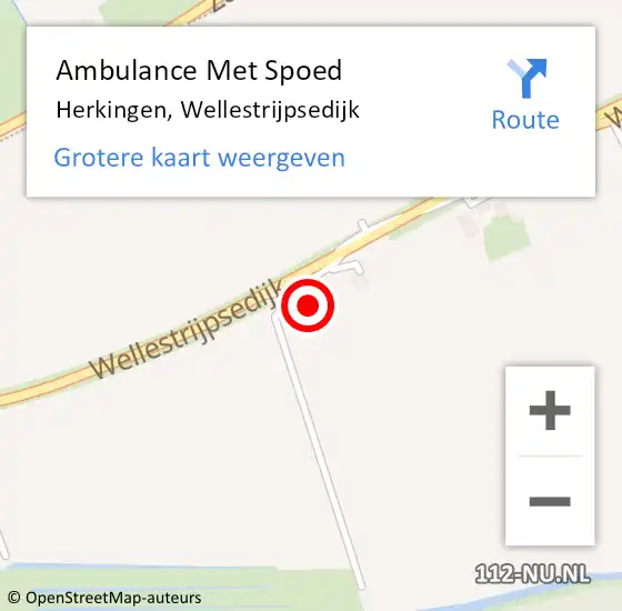 Locatie op kaart van de 112 melding: Ambulance Met Spoed Naar Herkingen, Wellestrijpsedijk op 20 augustus 2014 12:41