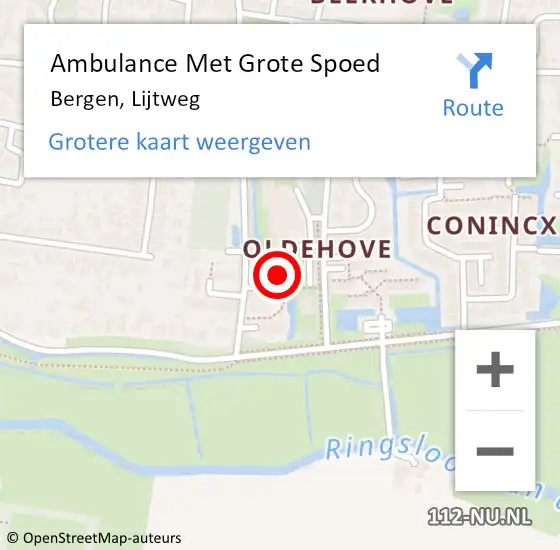 Locatie op kaart van de 112 melding: Ambulance Met Grote Spoed Naar Bergen, Lijtweg op 28 maart 2023 09:04