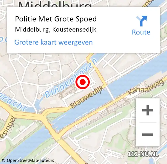 Locatie op kaart van de 112 melding: Politie Met Grote Spoed Naar Middelburg, Kousteensedijk op 28 maart 2023 09:05