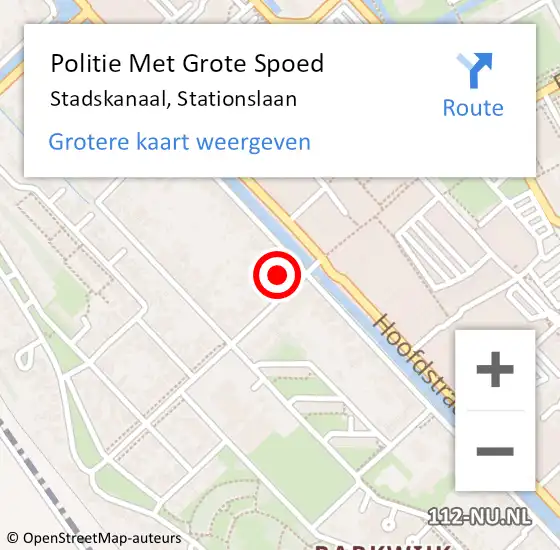 Locatie op kaart van de 112 melding: Politie Met Grote Spoed Naar Stadskanaal, Stationslaan op 28 maart 2023 09:22