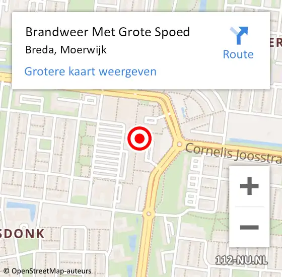 Locatie op kaart van de 112 melding: Brandweer Met Grote Spoed Naar Breda, Moerwijk op 28 maart 2023 09:25