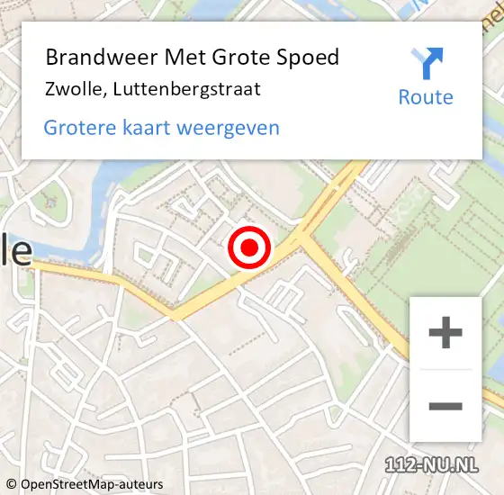 Locatie op kaart van de 112 melding: Brandweer Met Grote Spoed Naar Zwolle, Luttenbergstraat op 28 maart 2023 09:31