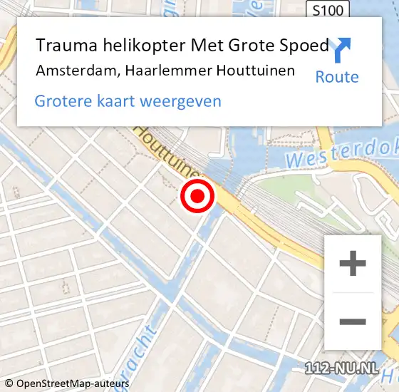Locatie op kaart van de 112 melding: Trauma helikopter Met Grote Spoed Naar Amsterdam, Haarlemmer Houttuinen op 28 maart 2023 09:40