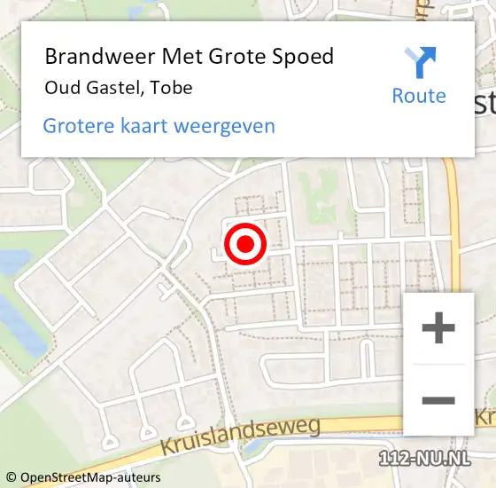 Locatie op kaart van de 112 melding: Brandweer Met Grote Spoed Naar Oud Gastel, Tobe op 28 maart 2023 09:48