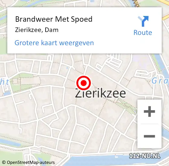 Locatie op kaart van de 112 melding: Brandweer Met Spoed Naar Zierikzee, Dam op 28 maart 2023 09:57