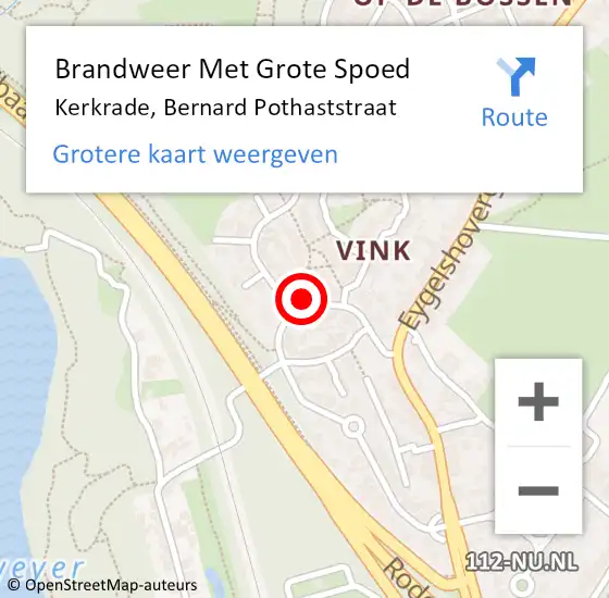 Locatie op kaart van de 112 melding: Brandweer Met Grote Spoed Naar Kerkrade, Bernard Pothaststraat op 28 maart 2023 10:00