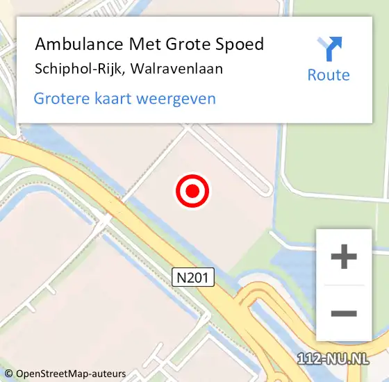 Locatie op kaart van de 112 melding: Ambulance Met Grote Spoed Naar Schiphol-Rijk, Walravenlaan op 28 maart 2023 10:55