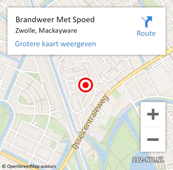 Locatie op kaart van de 112 melding: Brandweer Met Spoed Naar Zwolle, Mackayware op 28 maart 2023 11:02