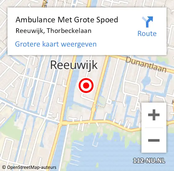 Locatie op kaart van de 112 melding: Ambulance Met Grote Spoed Naar Reeuwijk, Thorbeckelaan op 28 maart 2023 11:09