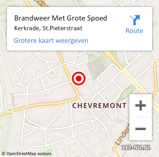 Locatie op kaart van de 112 melding: Brandweer Met Grote Spoed Naar Kerkrade, St.Pieterstraat op 28 maart 2023 11:26