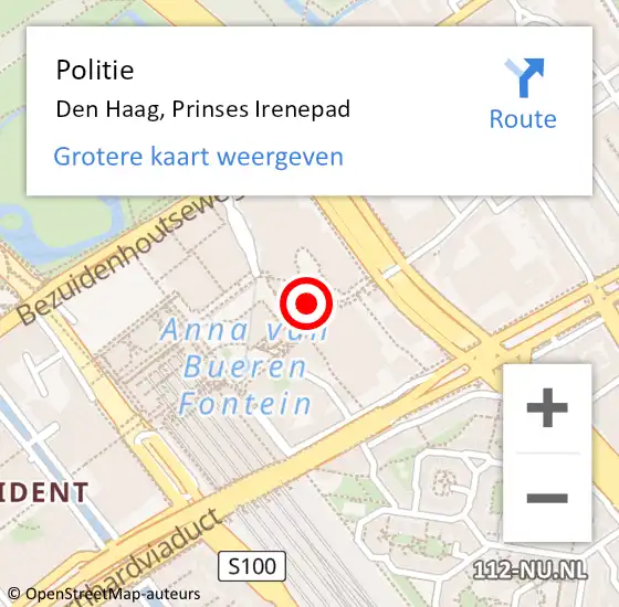 Locatie op kaart van de 112 melding: Politie Den Haag, Prinses Irenepad op 28 maart 2023 11:27