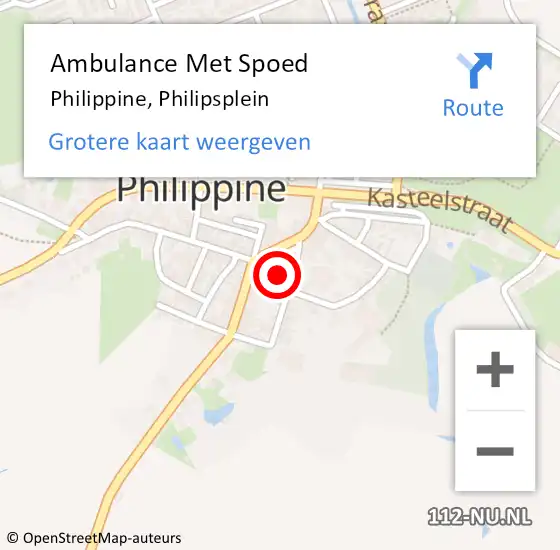 Locatie op kaart van de 112 melding: Ambulance Met Spoed Naar Philippine, Philipsplein op 20 augustus 2014 12:57