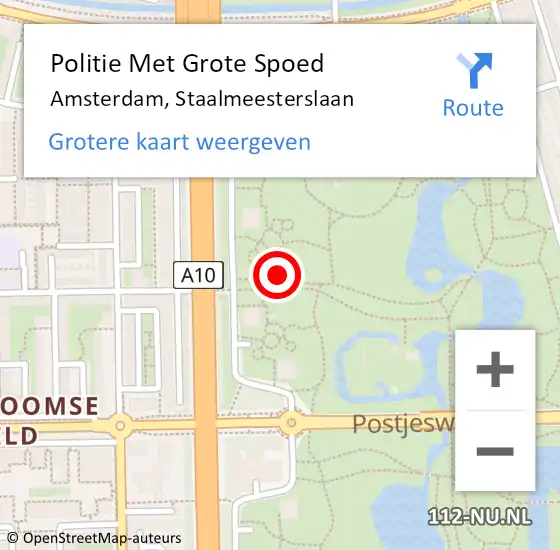 Locatie op kaart van de 112 melding: Politie Met Grote Spoed Naar Amsterdam, Staalmeesterslaan op 28 maart 2023 11:51