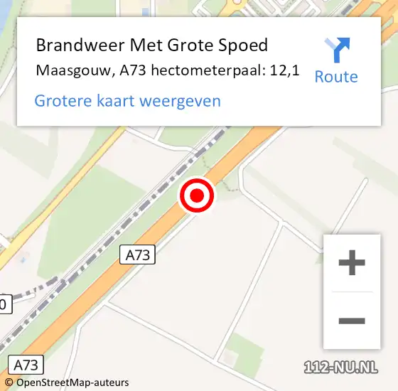 Locatie op kaart van de 112 melding: Brandweer Met Grote Spoed Naar Maasgouw, A73 hectometerpaal: 12,1 op 28 maart 2023 12:02