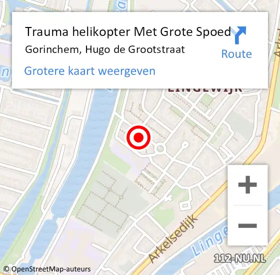 Locatie op kaart van de 112 melding: Trauma helikopter Met Grote Spoed Naar Gorinchem, Hugo de Grootstraat op 28 maart 2023 12:06