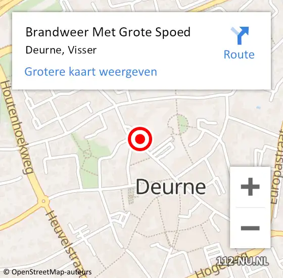 Locatie op kaart van de 112 melding: Brandweer Met Grote Spoed Naar Deurne, Visser op 28 maart 2023 12:14