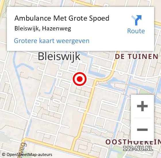 Locatie op kaart van de 112 melding: Ambulance Met Grote Spoed Naar Bleiswijk, Hazenweg op 28 maart 2023 12:33