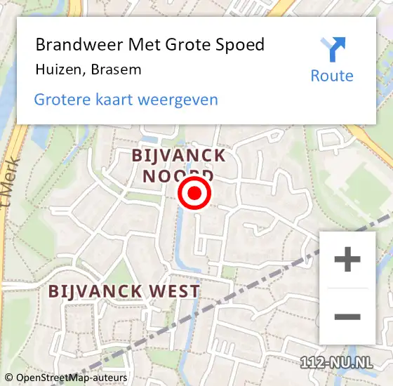 Locatie op kaart van de 112 melding: Brandweer Met Grote Spoed Naar Huizen, Brasem op 28 maart 2023 12:56