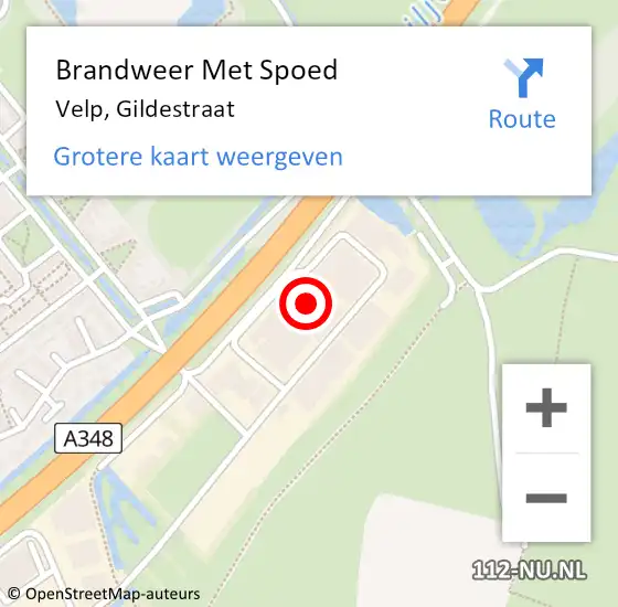 Locatie op kaart van de 112 melding: Brandweer Met Spoed Naar Velp, Gildestraat op 28 maart 2023 13:10