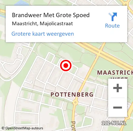 Locatie op kaart van de 112 melding: Brandweer Met Grote Spoed Naar Maastricht, Majolicastraat op 28 maart 2023 13:17