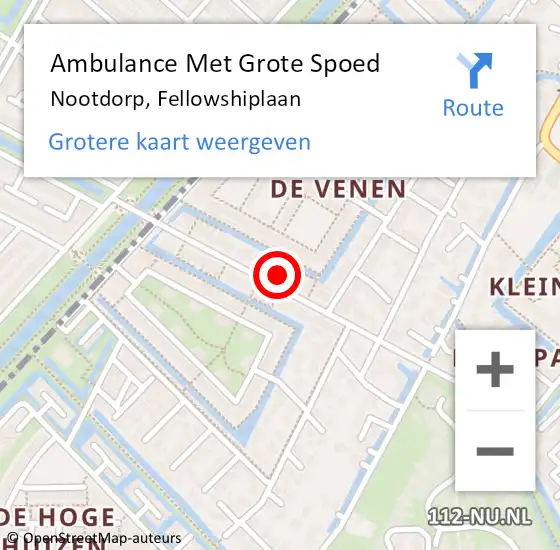 Locatie op kaart van de 112 melding: Ambulance Met Grote Spoed Naar Nootdorp, Fellowshiplaan op 28 maart 2023 13:23