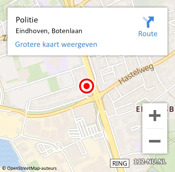 Locatie op kaart van de 112 melding: Politie Eindhoven, Botenlaan op 28 maart 2023 13:27