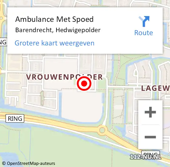 Locatie op kaart van de 112 melding: Ambulance Met Spoed Naar Barendrecht, Hedwigepolder op 28 maart 2023 13:31