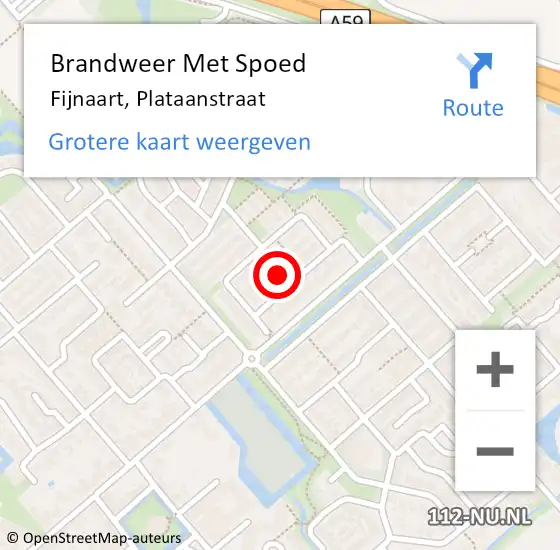 Locatie op kaart van de 112 melding: Brandweer Met Spoed Naar Fijnaart, Plataanstraat op 28 maart 2023 13:57