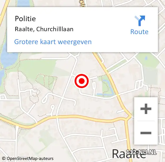 Locatie op kaart van de 112 melding: Politie Raalte, Churchilllaan op 28 maart 2023 13:59