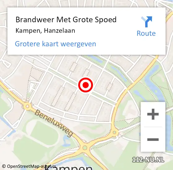 Locatie op kaart van de 112 melding: Brandweer Met Grote Spoed Naar Kampen, Hanzelaan op 28 maart 2023 14:03