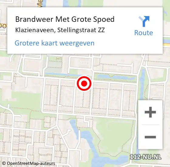 Locatie op kaart van de 112 melding: Brandweer Met Grote Spoed Naar Klazienaveen, Stellingstraat ZZ op 28 maart 2023 14:05