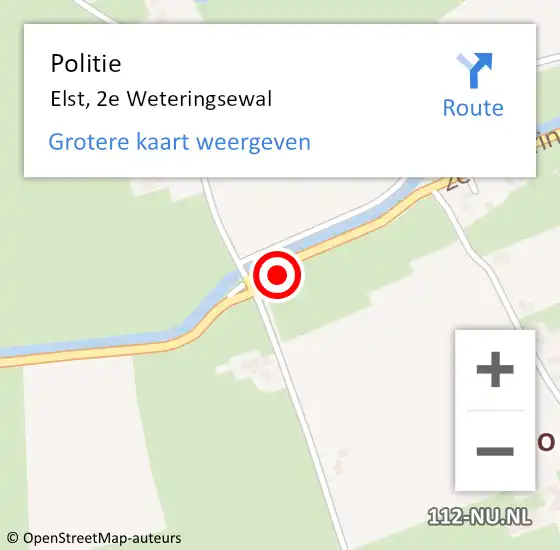 Locatie op kaart van de 112 melding: Politie Elst, 2e Weteringsewal op 28 maart 2023 14:19