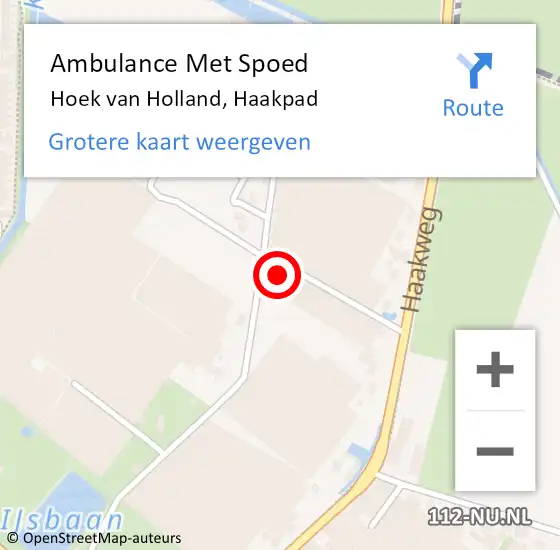 Locatie op kaart van de 112 melding: Ambulance Met Spoed Naar Hoek van Holland, Haakpad op 28 maart 2023 14:20